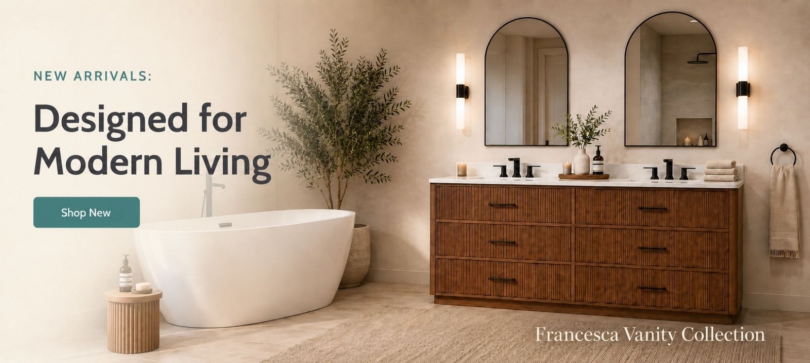 Double vanity with a stone top