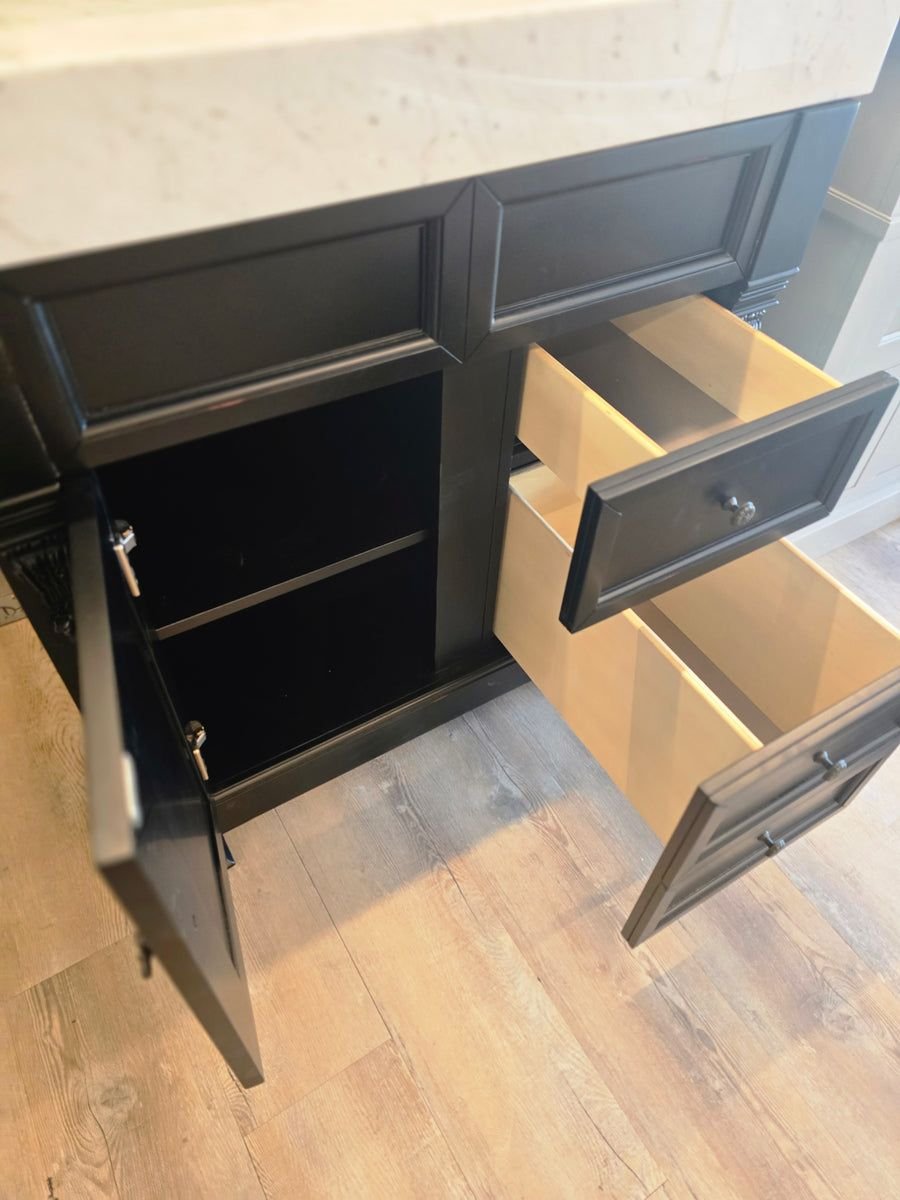 Bathroom idea with the 37" Black James Martin Vanity Set with Marble Top, Showroom