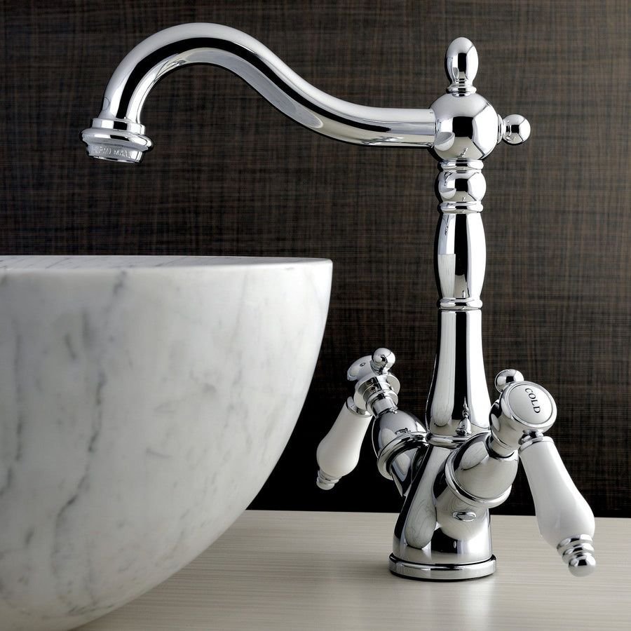 Bathroom idea with the Bel-Air KS1491BPL Two-Handle 1-or-3 Hole Deck Mount Vessel Faucet, Pol, Kingston Brass