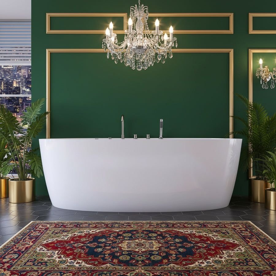 Bathroom idea with the New England Home Goods 67" Spa-Style Freestanding Acrylic Massage Bath, New England Home Goods