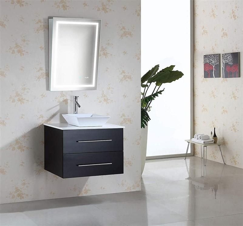 Bathroom idea with the Krugg Icon2432ADA 24"x32" LED Bath Mirror ADA Fixed Tilt Lighted Vanit, Krugg