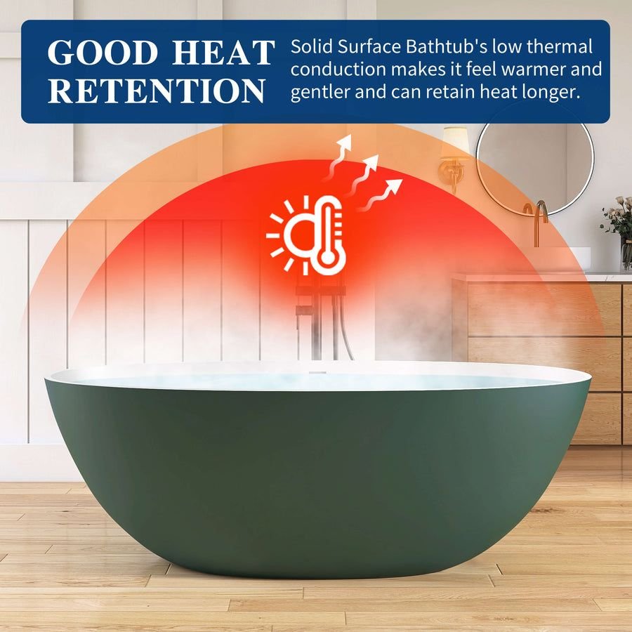 Bathroom idea with the New England Home Goods 65" Green Oval Luxury Freestanding Solid Surfac, New England Home Goods