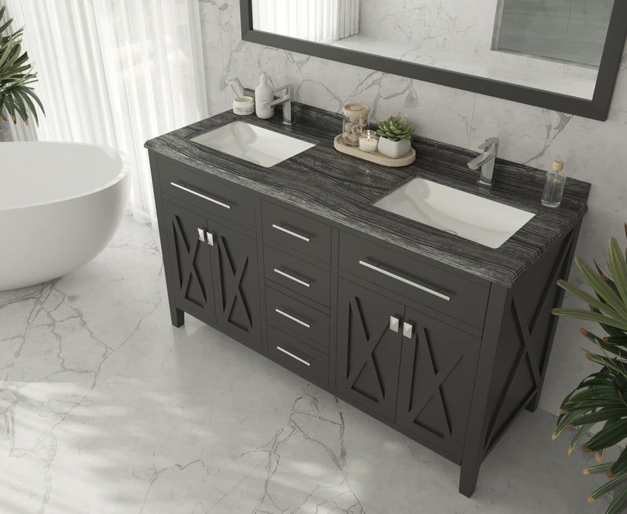 Bathroom idea with the Wimbledon 60" Espresso Double Sink Bathroom Vanity with Black Wood Mar, Laviva