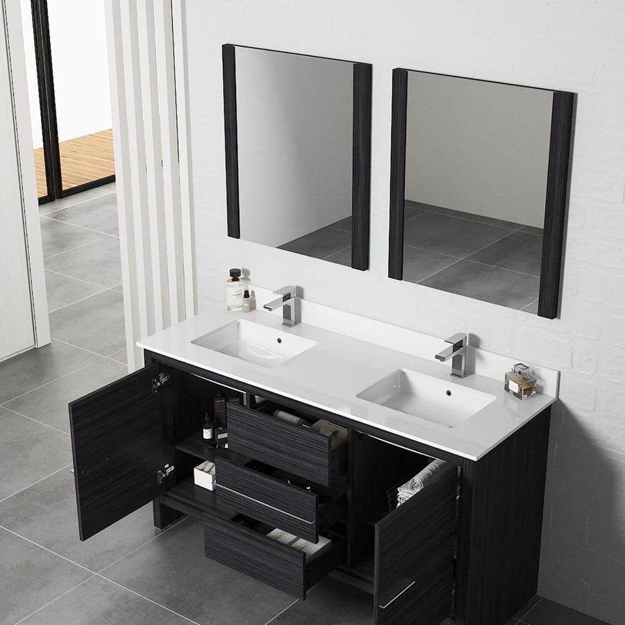Bathroom idea with the Blossom Milan 60" 2-Door 3-Drawer Silver Gray Freestanding Vanity With, Blossom