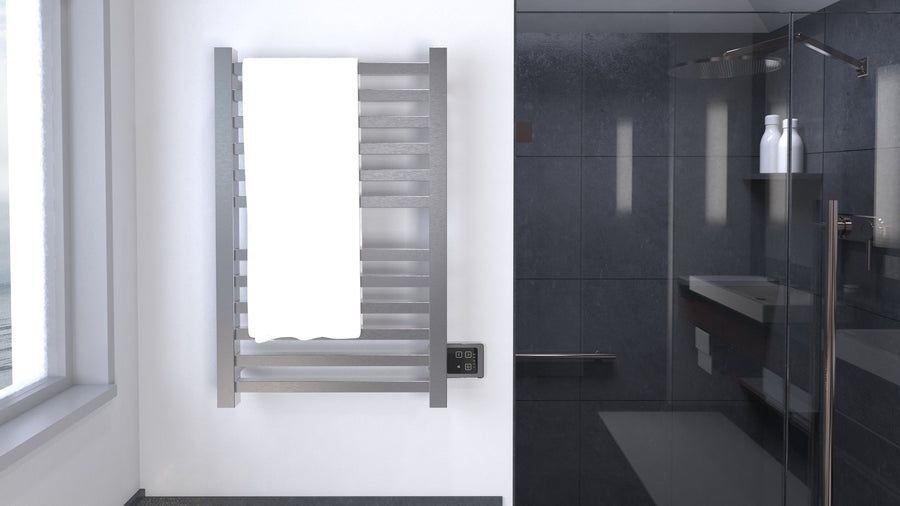 Bathroom idea with the Amba Products Q2132B Quadro 12-Bar Hardwired Towel Warmer, Amba Towel Warmers