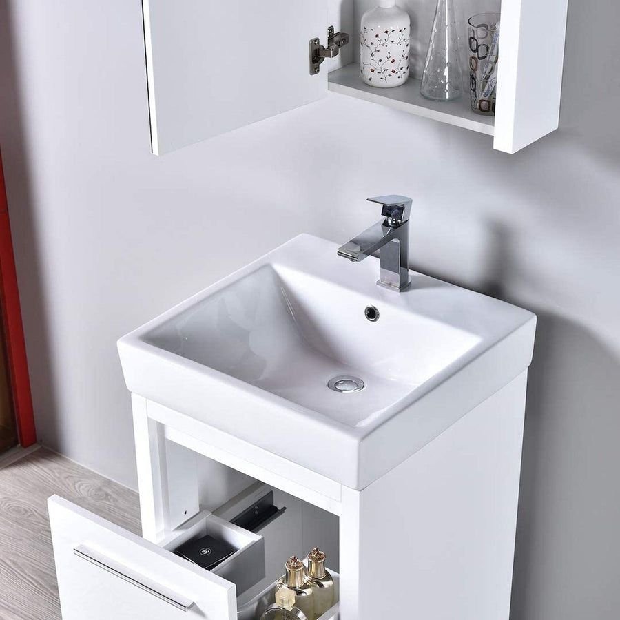 Bathroom idea with the Blossom Milan 20" 1-Drawer White Freestanding Vanity Set With Ceramic, Blossom