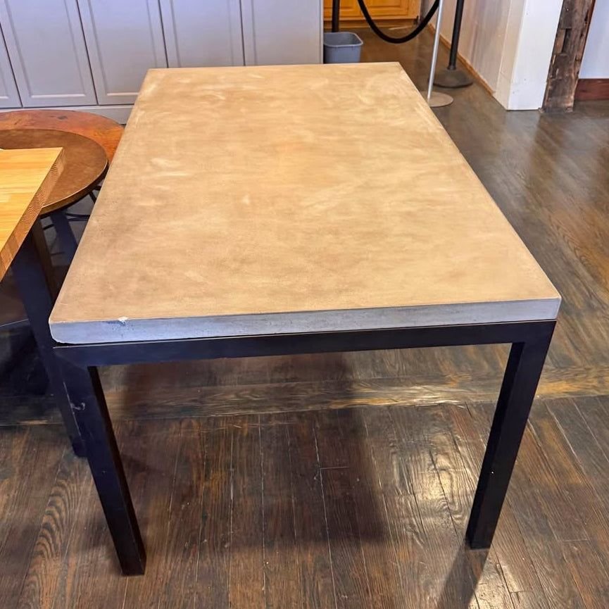 Living room idea with the Parsons Concrete Top/ Dark Steel Base 60x36 Dining Table (Display Mode, Crate&Barrel