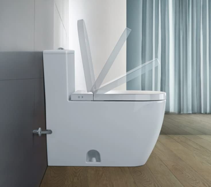 Bathroom idea with the Duravit ME by Starck One-Piece Toilet with HygieneGlaze, White, Bathr, Duravit