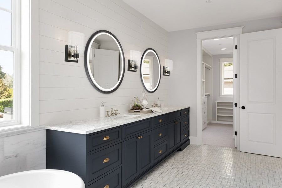 Bathroom idea with the Lyndon Wall Sconce, Artcraft