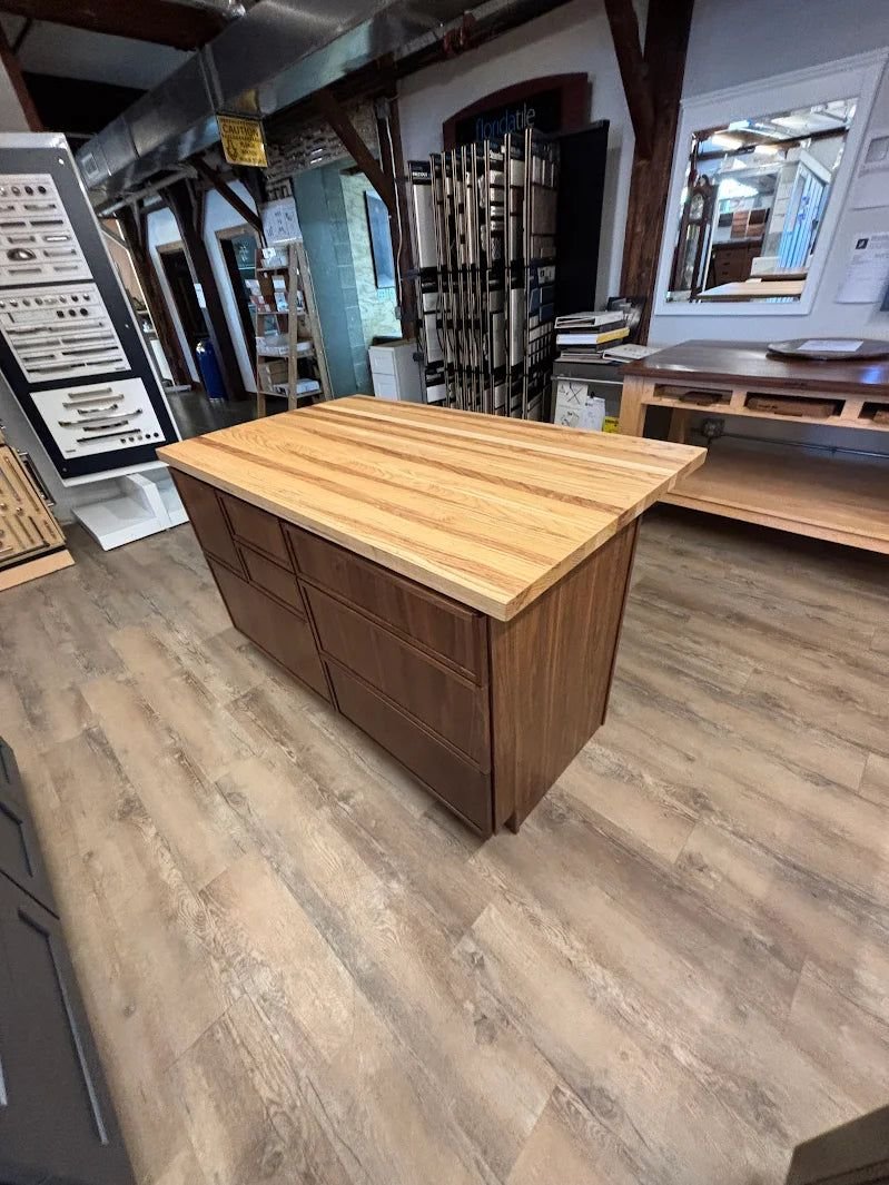 Kitchen idea with the Modern 60" Walnut Kitchen Island with Butcher Block Top, Showroom