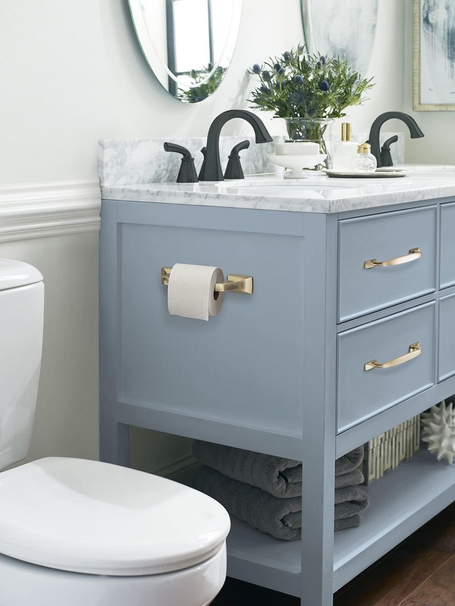 Bathroom idea with the Amerock BH36011BBZ Golden Champagne Pivoting Double Post Toilet Paper, Amerock