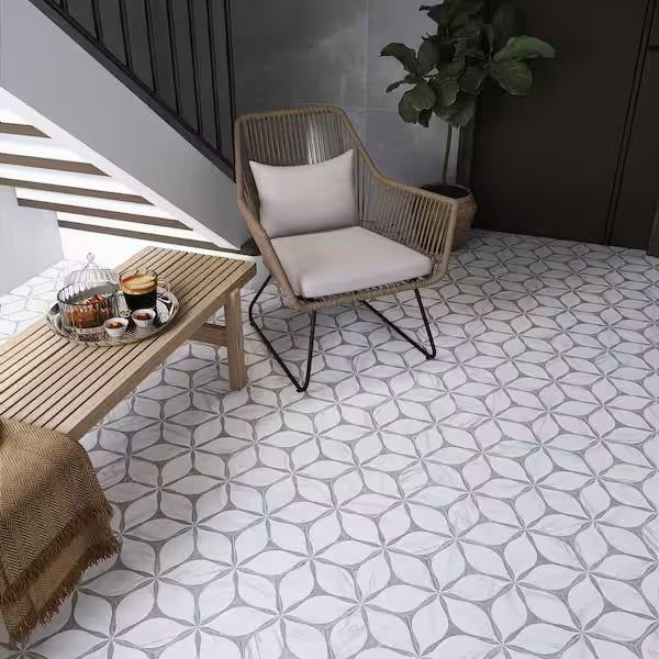 Tile idea with the Molovo Corola Hexagon Gray 7.7x8.9 Matte Porcelain Tile Case, Molovo