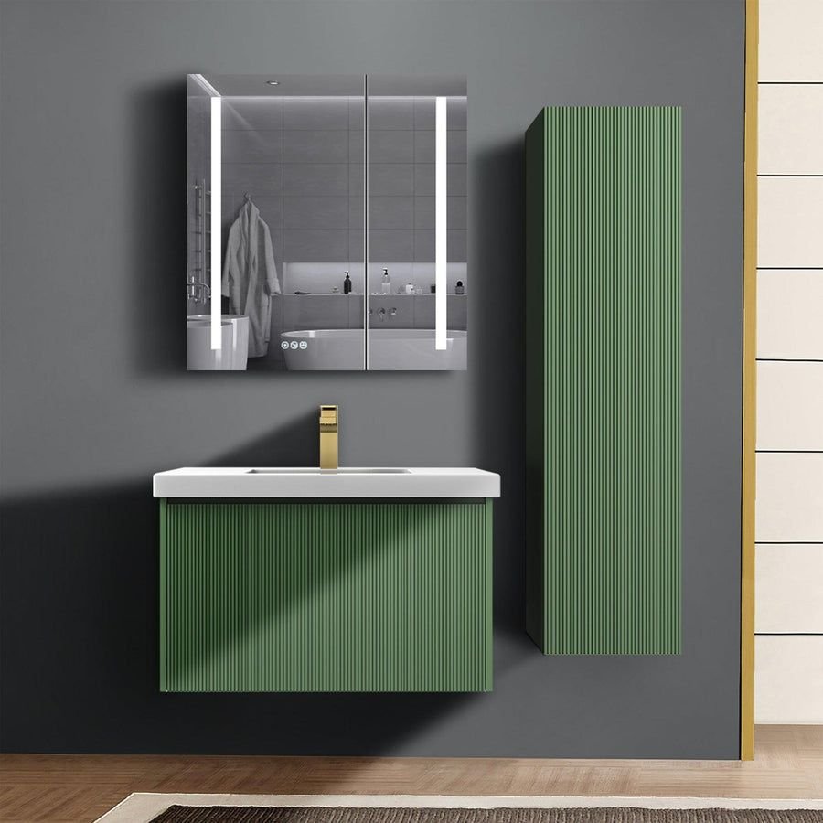 Kitchen idea with the Blossom Positano 12" x 10" x 48" 1-Door Aventurine Green Wall-Mounted, Blossom