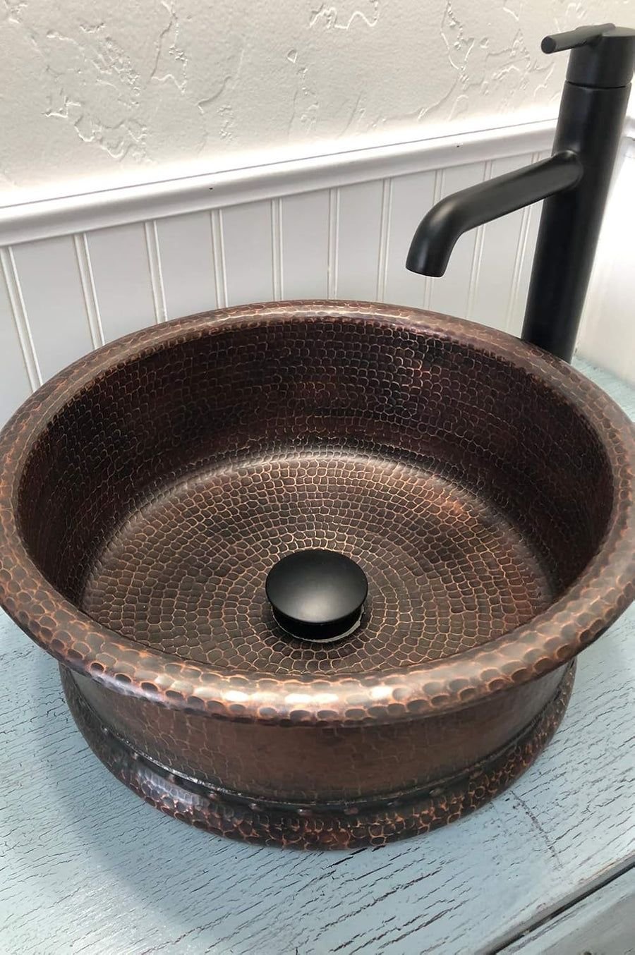 Bathroom idea with the Premier Copper Products VRT15DB 15-Inch Round Vessel Tub Hammered Copp, Premier Copper Products
