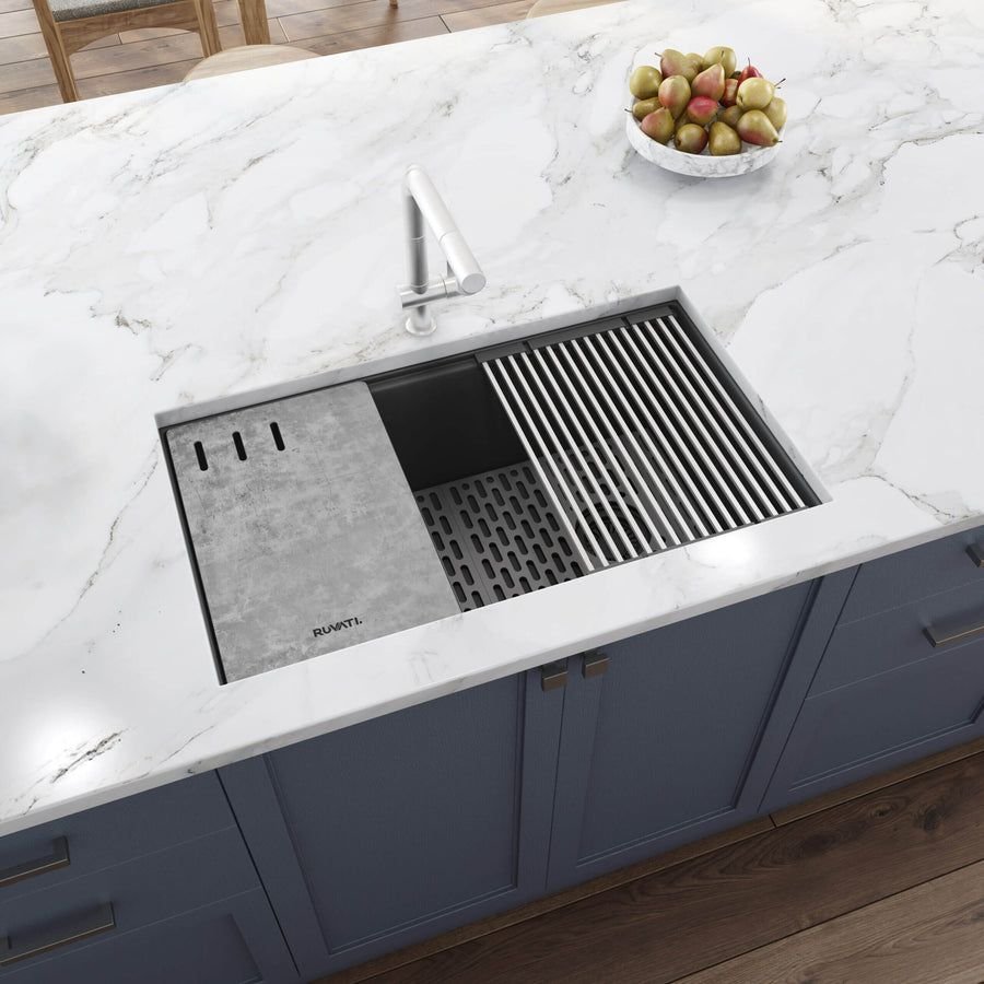 Kitchen idea with the Ruvati 33-inch Undermount Workstation Granite Composite Kitchen Sink U, Ruvati