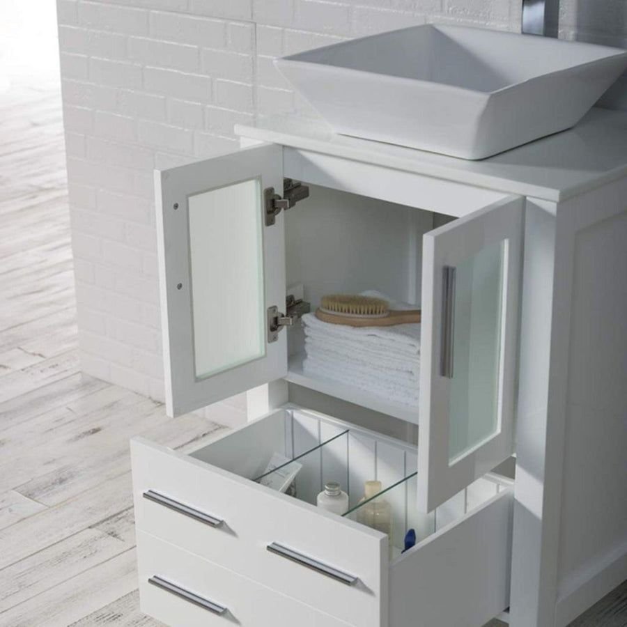 Bathroom idea with the Blossom Sydney 24" White Freestanding Vanity Set With Ceramic Vessel S, Blossom