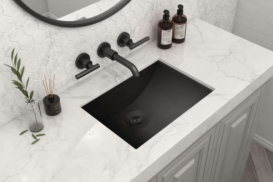 Bathroom idea with the Ruvati 16 x 13 inch Gunmetal Black Undermount Bathroom Sink Stainless, Ruvati