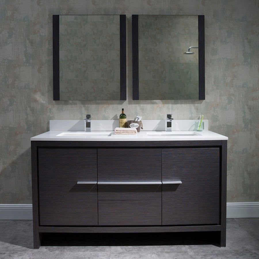 Bathroom idea with the Blossom Milan 60" 2-Door 3-Drawer Silver Gray 2-Door 3-Drawer Freestan, Blossom