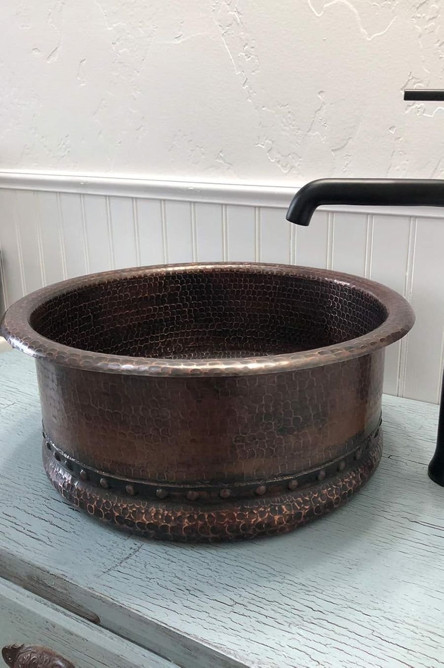 Bathroom idea with the Premier Copper Products VRT15DB 15-Inch Round Vessel Tub Hammered Copp, Premier Copper Products