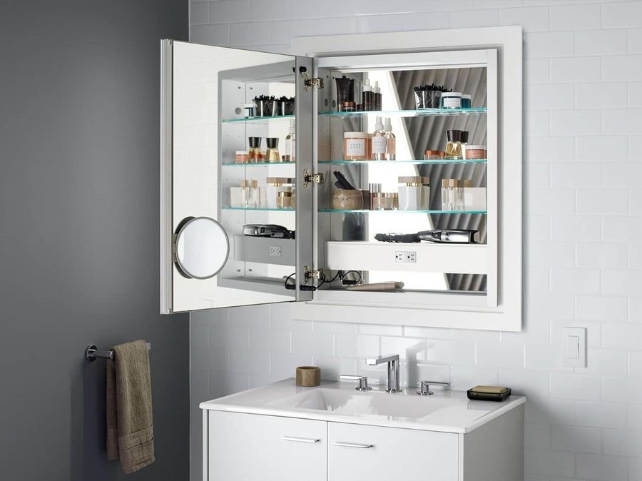 Bathroom idea with the KOHLER Verdera 24" x 30" Lighted Single-Door Medicine Cabinet with Out, Kohler
