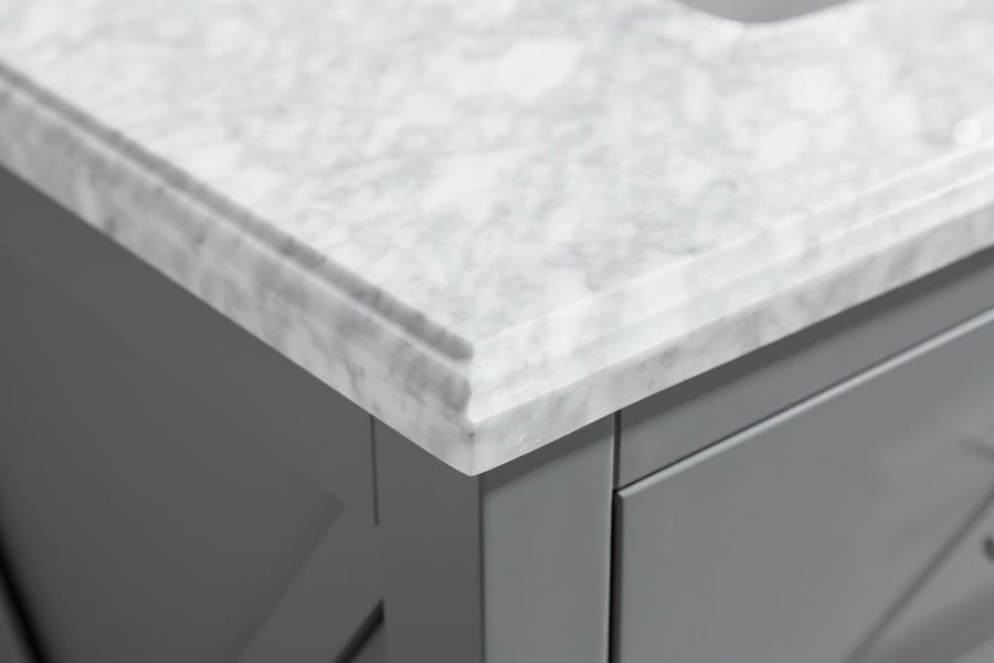 Bathroom idea with the Wimbledon 36" Grey Bathroom Vanity with White Carrara Marble Counterto, Laviva