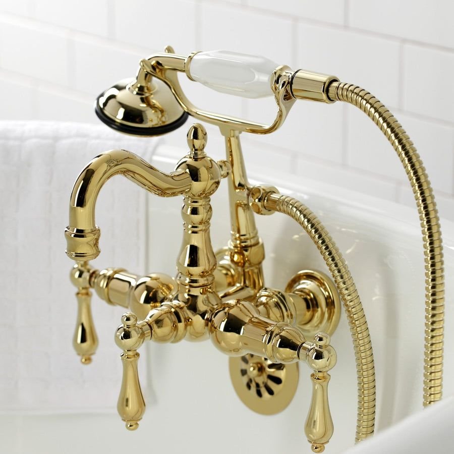 Bathroom idea with the Heritage CA1007T2 Three-Handle 2-Hole Wall Mount Clawfoot Tub Faucet w, Kingston Brass