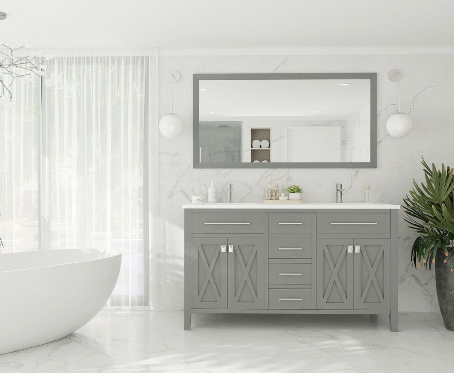Bathroom idea with the Wimbledon 60" Grey Double Sink Bathroom Vanity with Matte White VIVA S, Laviva