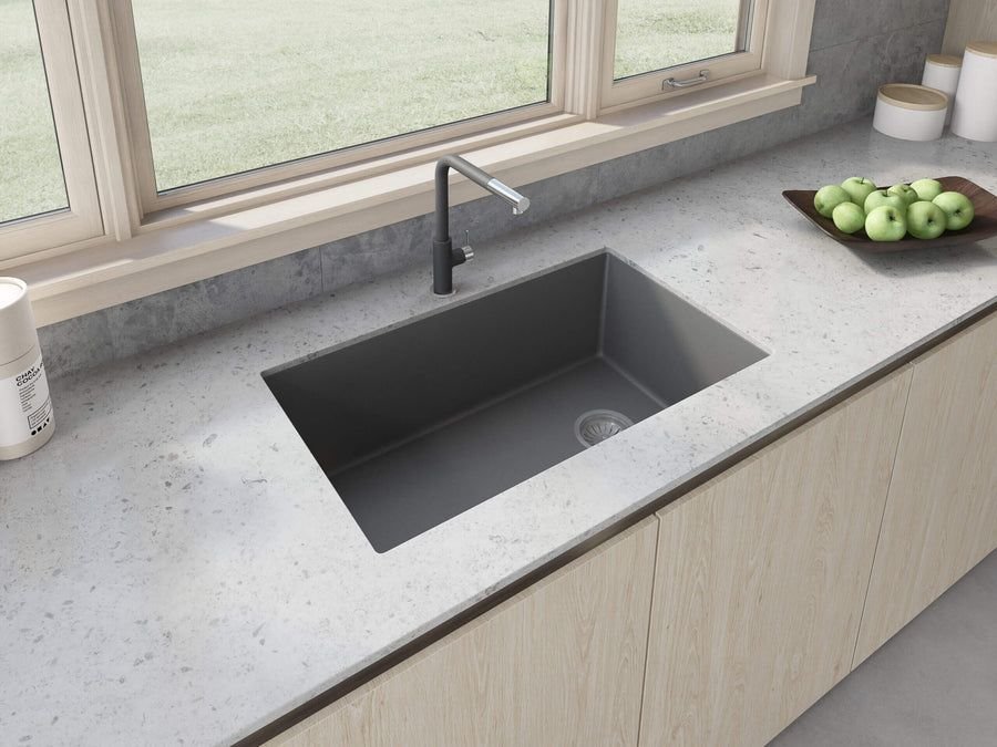 Kitchen idea with the Ruvati 32 x 19 inch epiGranite Undermount Granite Composite Single Bow, Ruvati
