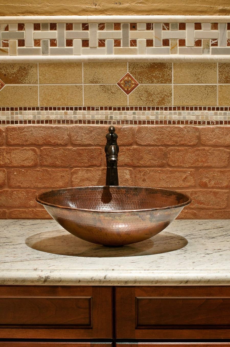 Bathroom idea with the Premier Copper Products VO17WDB Oval Wired Rimmed Vessel Hammered Copp, Premier Copper Products