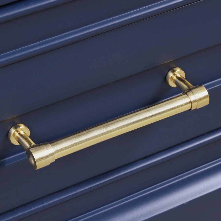 Bathroom idea with the Blossom Copenhagen Brushed Gold Handles and Knobs for 48" Vanity Base, Blossom