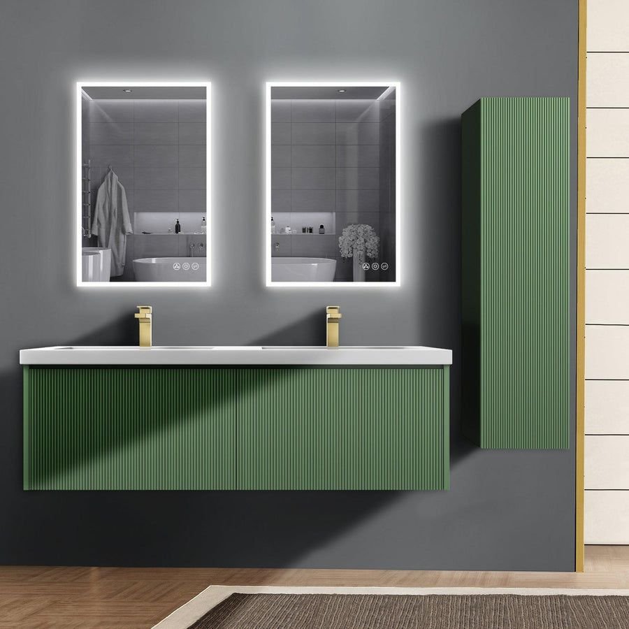 Bathroom idea with the Blossom Positano 60" 1-Drawer Aventurine Green Wall-Mounted Double Van, Blossom