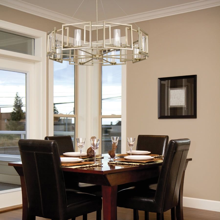 Living room idea with the Marco 8 Light Chandelier, Golden Lighting