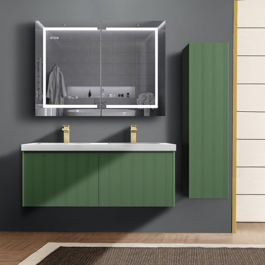 Kitchen idea with the Blossom Positano 12" x 10" x 48" 1-Door Aventurine Green Wall-Mounted, Blossom