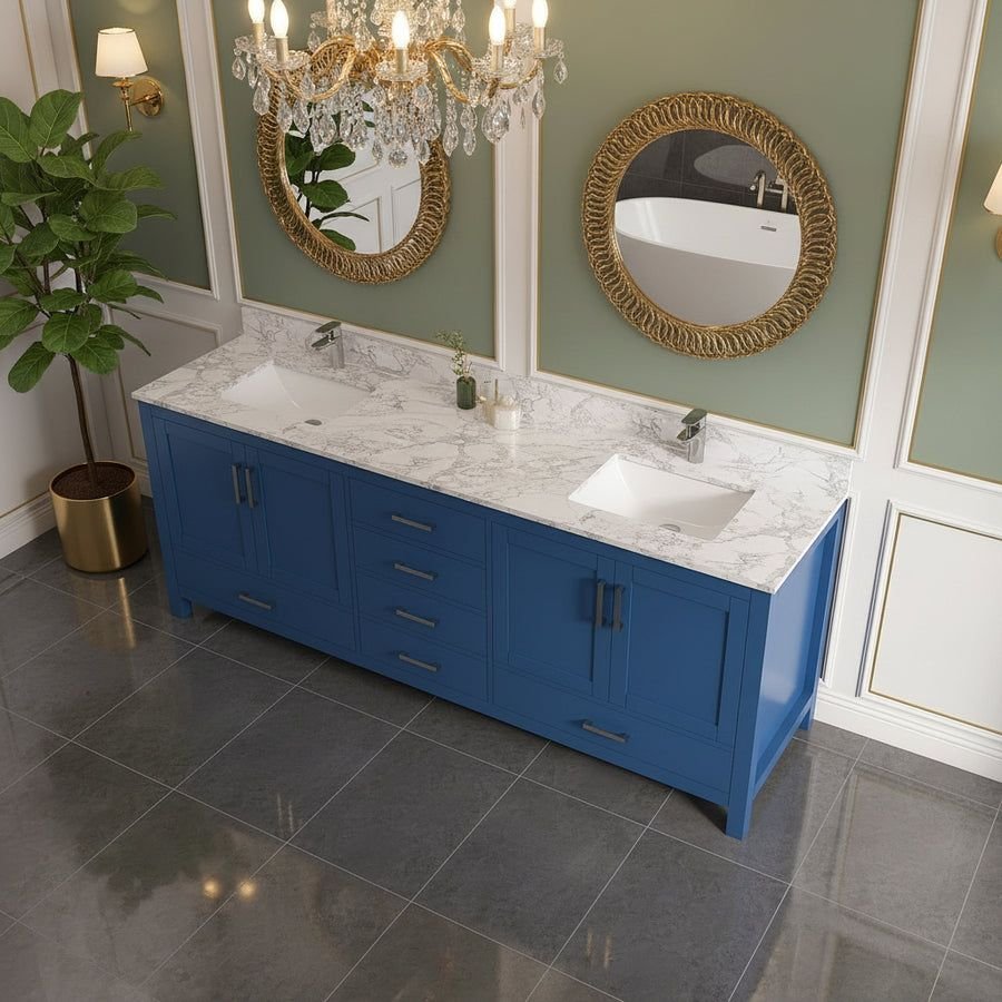 Bathroom idea with the New England Home Goods 84" Grid Bathroom Vanities With Double Sink, New England Home Goods