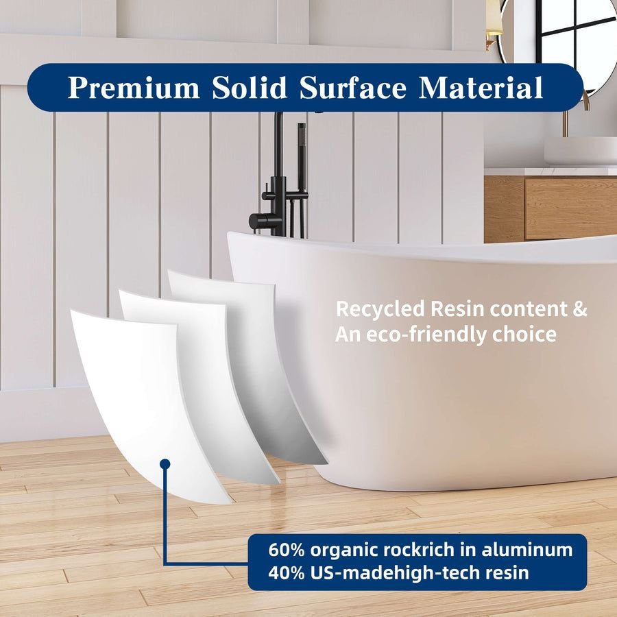 Bathroom idea with the New England Home Goods 65" Black Solid Surface Freestanding Bathtub De, New England Home Goods