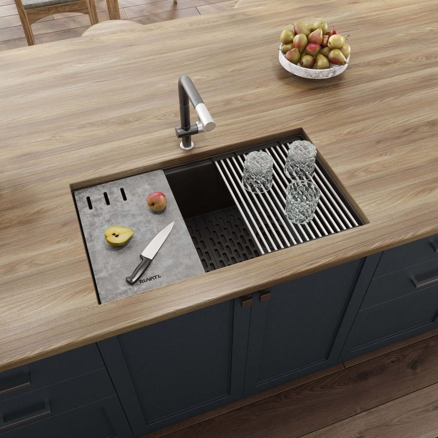 Kitchen idea with the Ruvati 33-inch Granite Composite Undermount Workstation Kitchen Sink C, Ruvati