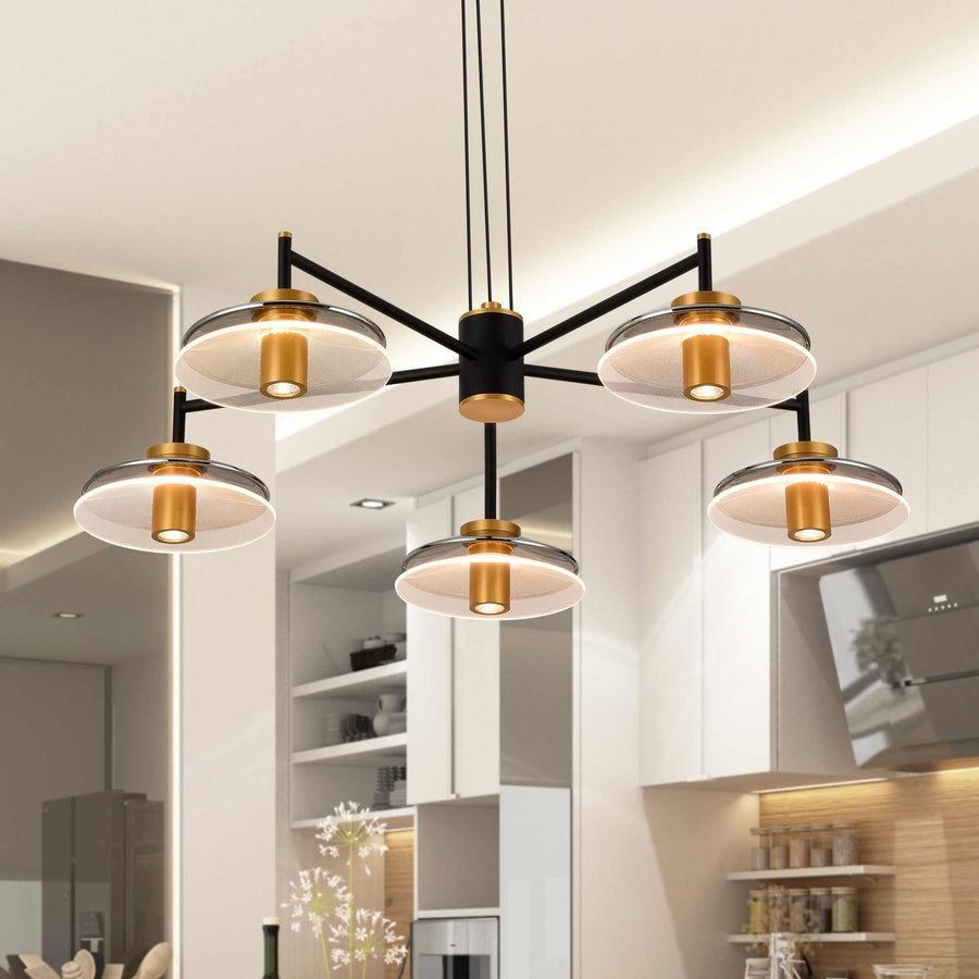 Living room idea with the VONN Artisan Verona VAC3315BL 31" Integrated LED ETL Certified Pendant, VONN