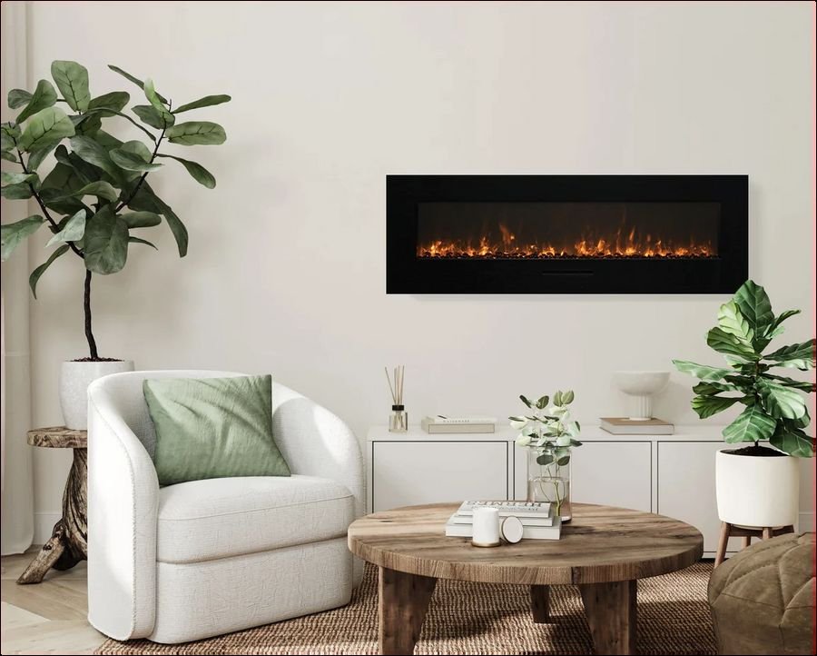Living room idea with the Amantii WM-FM-50-BG-3 Wall Mount/ Flush Mount Smart Electric 50" Indoo, Amantii