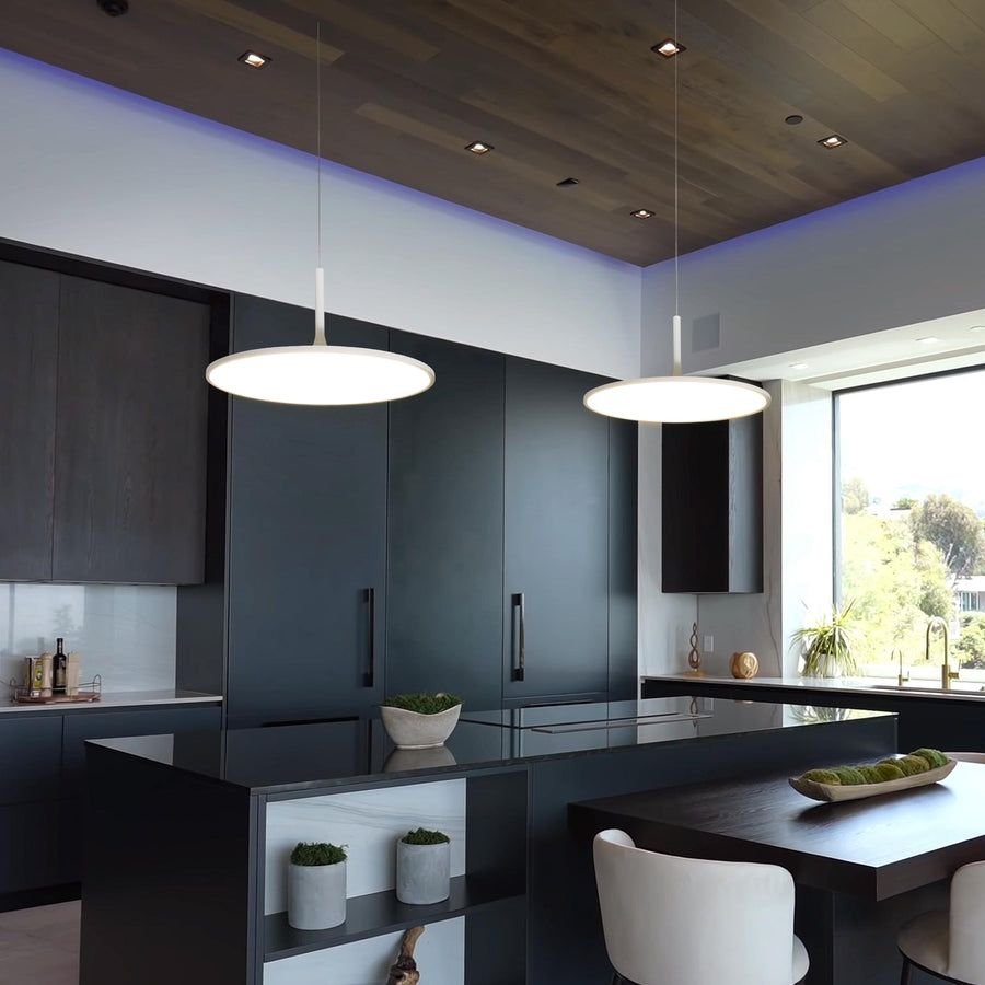 Living room idea with the VONN Salm VMC31820SW 24" Integrated LED ETL Certified Pendant, Height, VONN