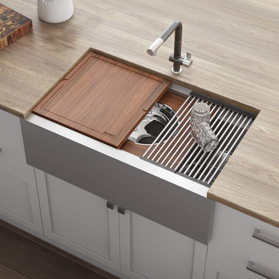 Kitchen idea with the Ruvati 33-inch Workstation Two-Tiered Ledge Kitchen Sink Apron-Front 1, Ruvati