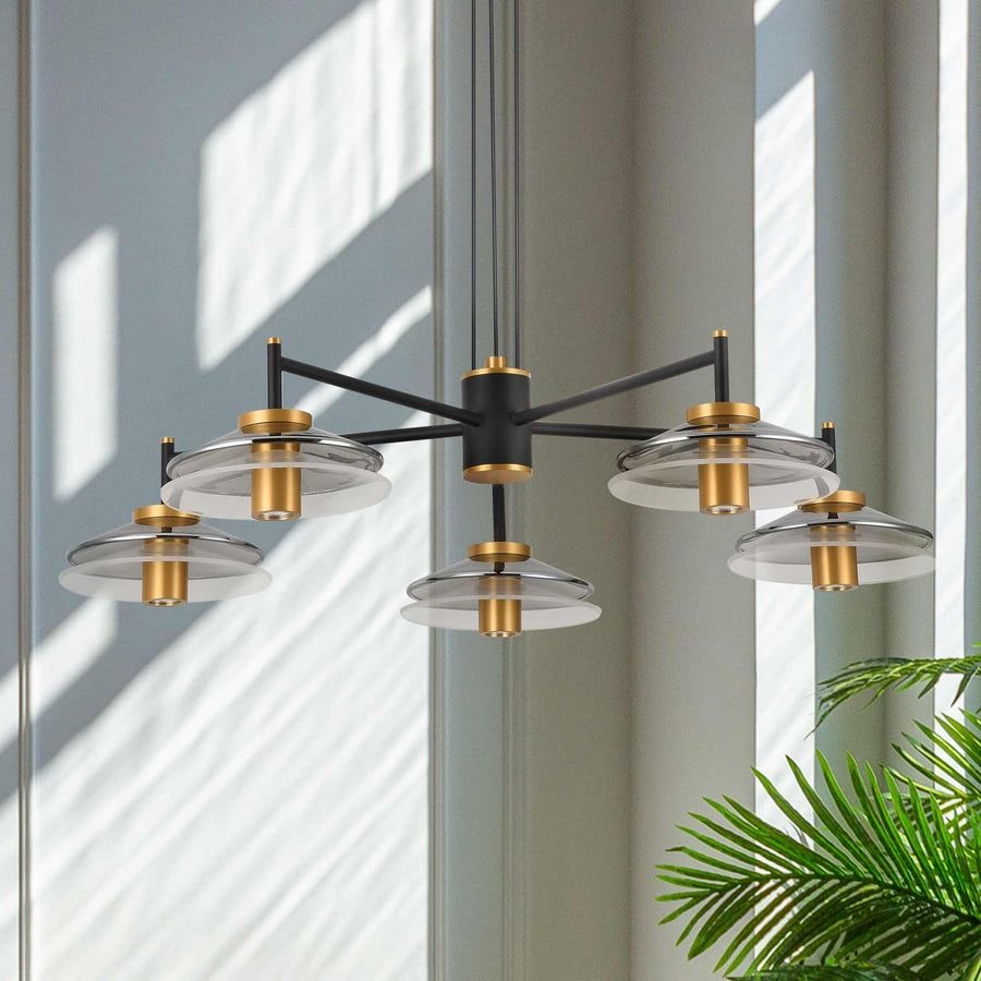 Living room idea with the VONN Artisan Verona VAC3315BL 31" Integrated LED ETL Certified Pendant, VONN