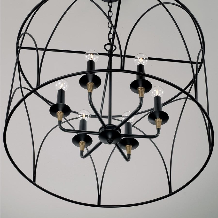 Living room idea with the Capital Lighting 345661KB Amara 6 Light Pendant Matte Black with Brass, Capital Lighting