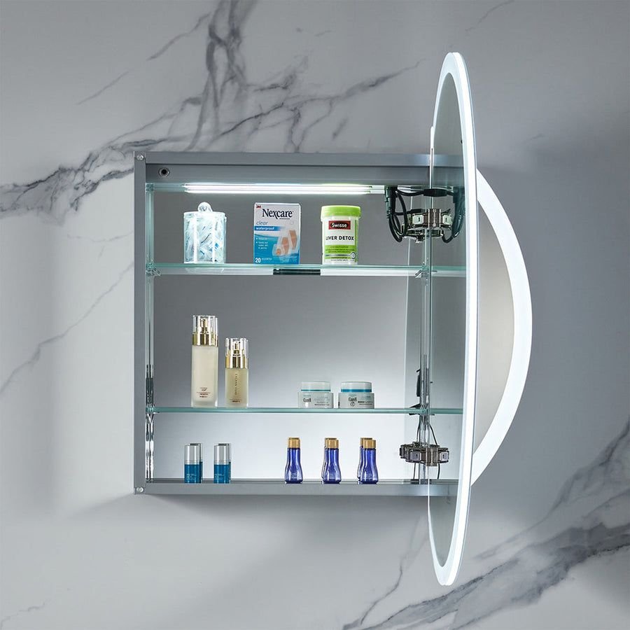 Bathroom idea with the Blossom Regulus 32" x 6" Round LED Medicine Cabinet MCL9 R32 Right, Blossom