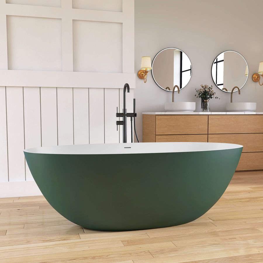 Bathroom idea with the New England Home Goods 65" Green Oval Luxury Freestanding Solid Surfac, New England Home Goods