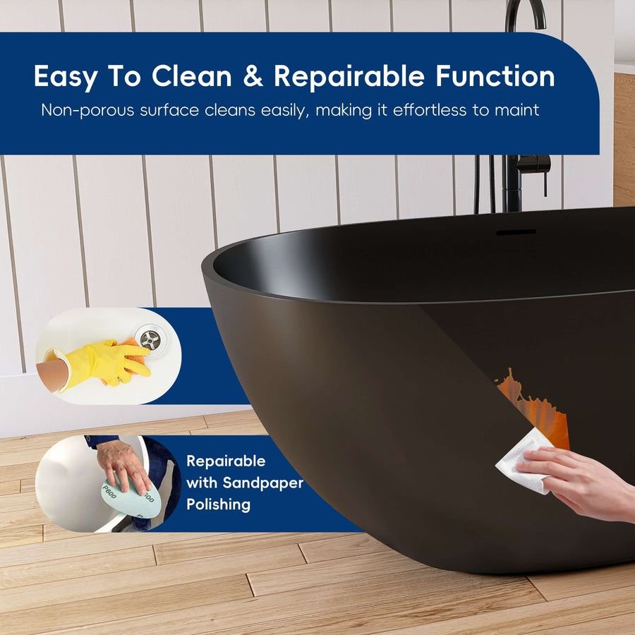 Bathroom idea with the New England Home Goods Denali 67" Freestanding Tub in Black, New England Home Goods