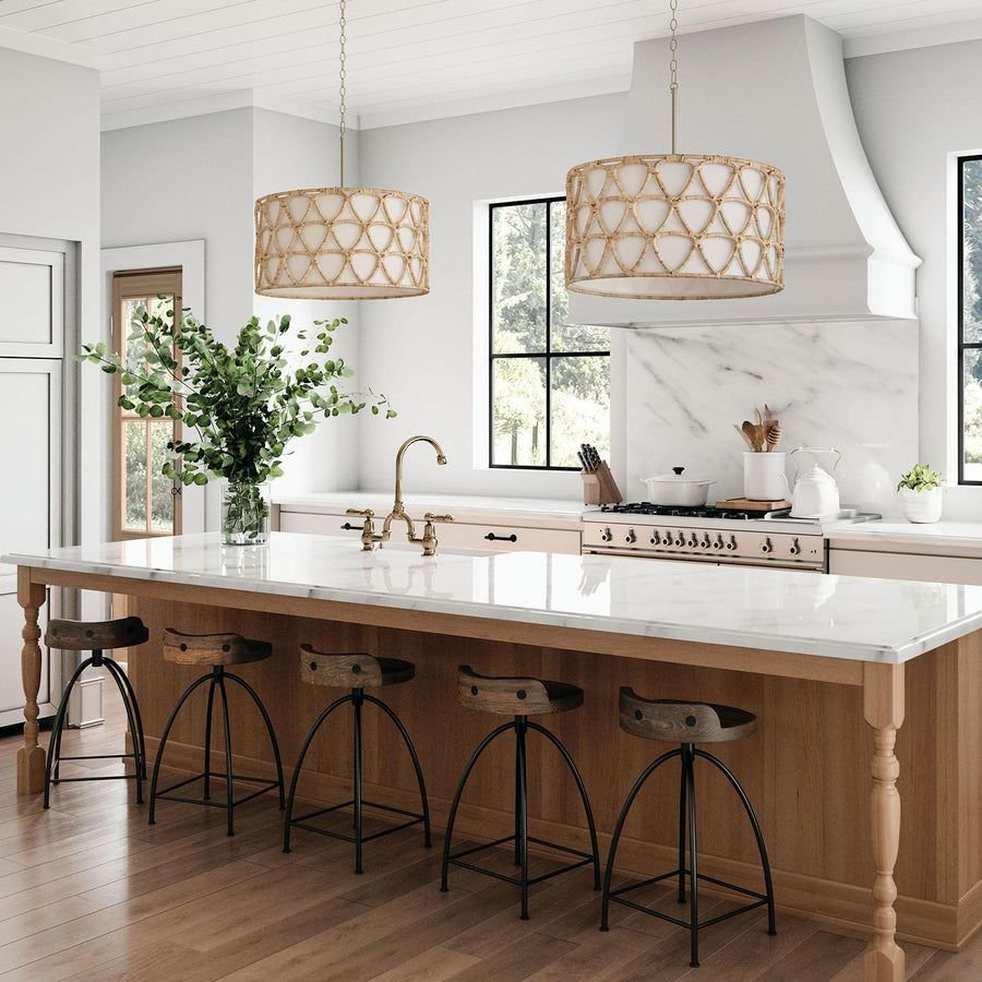 Living room idea with the Capital Lighting 347241MA Tulum 4 Light Pendant Matte Brass, Capital Lighting