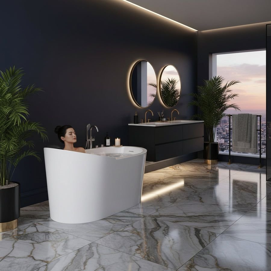 Bathroom idea with the New England Home Goods 51" Modern Freestanding Whirlpool Tub with Hydr, New England Home Goods