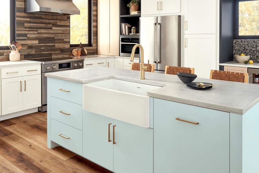 Kitchen idea with the Ruvati 30 x 20 inch Fireclay Reversible Farmhouse Apron-Front Kitchen, Ruvati