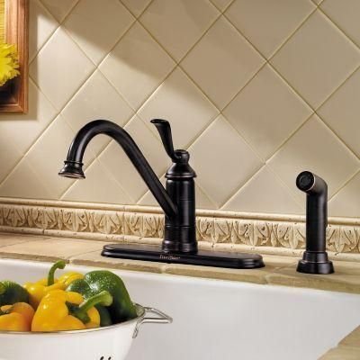 Kitchen idea with the Portland 1-Handle Kitchen Faucet with Side Spray in Tuscan Bronze, Pfister