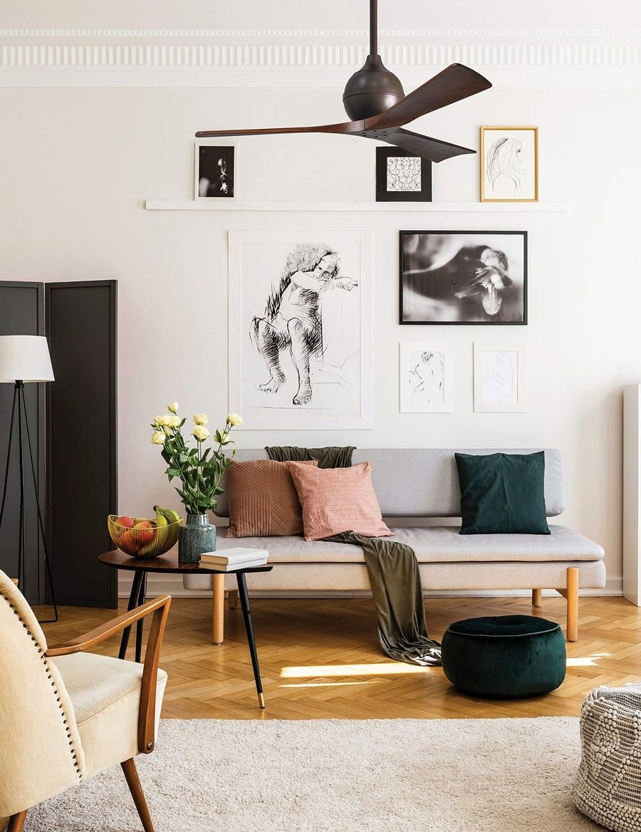 A Matthews Fan ceiling fan in a bright living room